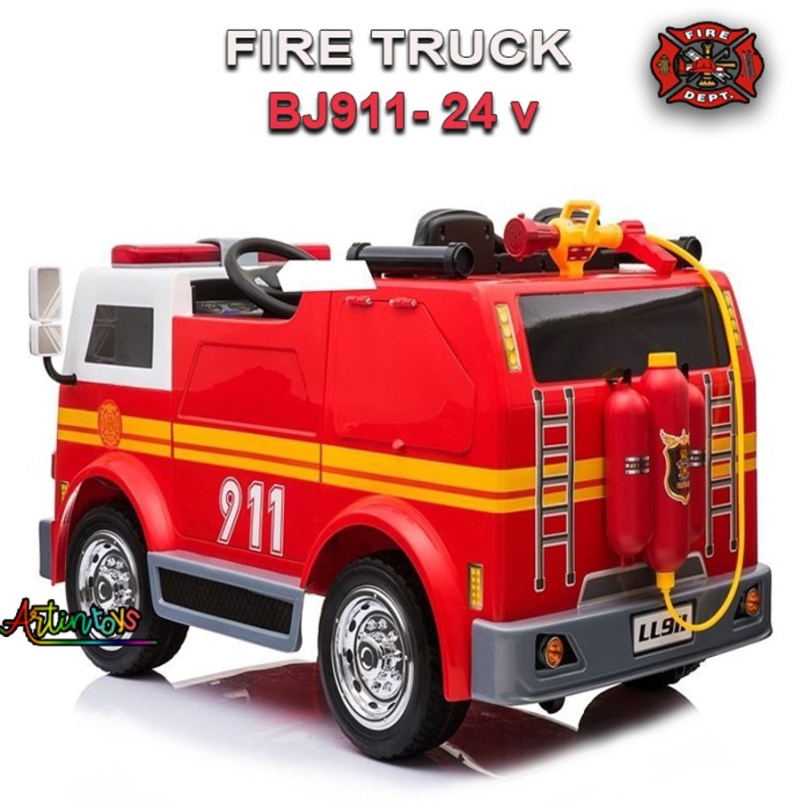 24 V Fire Truck Bj-911 Kids Ride On Car Red | Artin Toys Wholesale