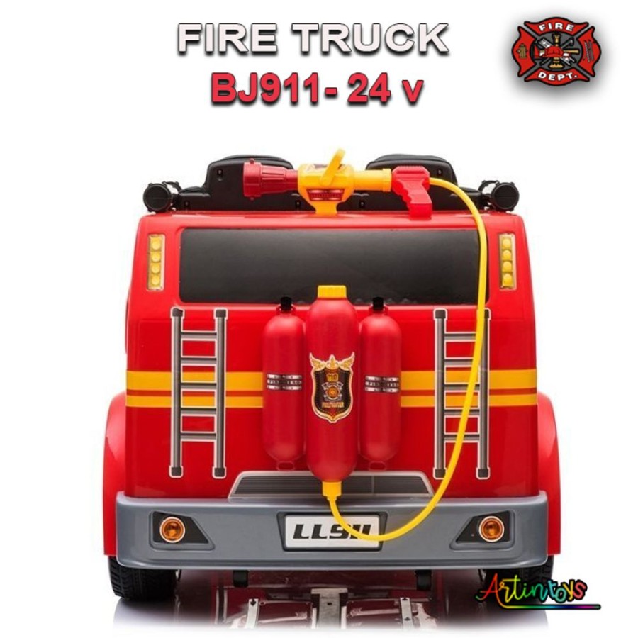 24 V Fire Truck Bj-911 Kids Ride On Car Red | Artin Toys Wholesale