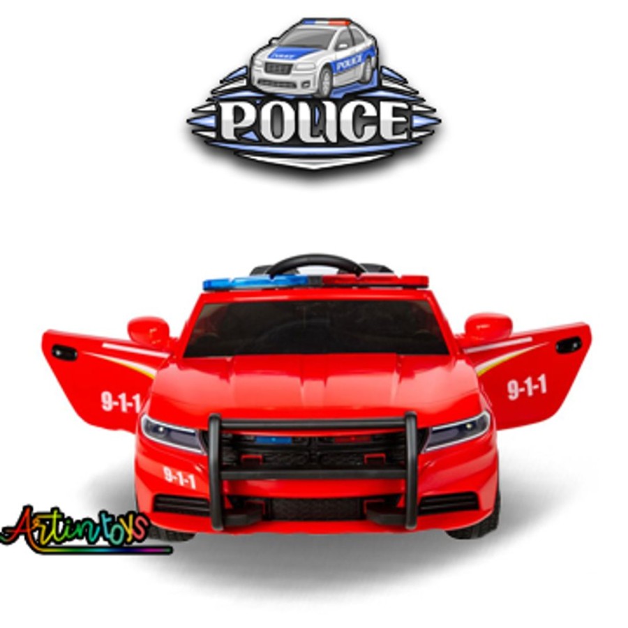 New Police Car 12 V Battery Operated Car For Kids Red | Artin Toys Wholesale