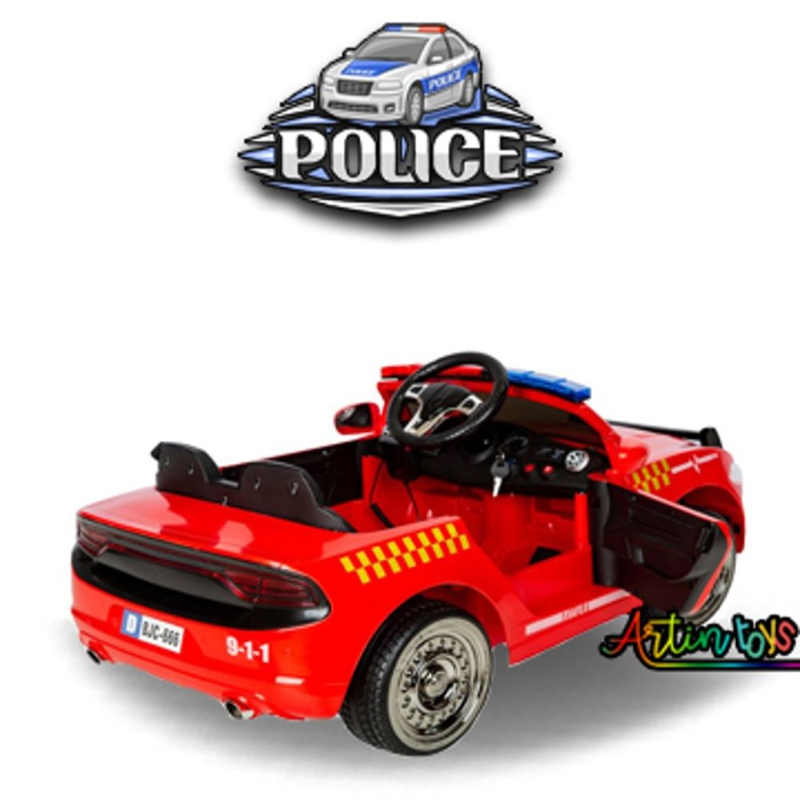 New Police Car 12 V Battery Operated Car For Kids Red | Artin Toys Wholesale