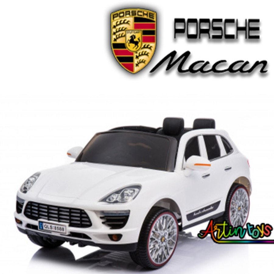 12 V Porsche Macan Kids Electric Ride On Car White | Artin Toys Wholesale