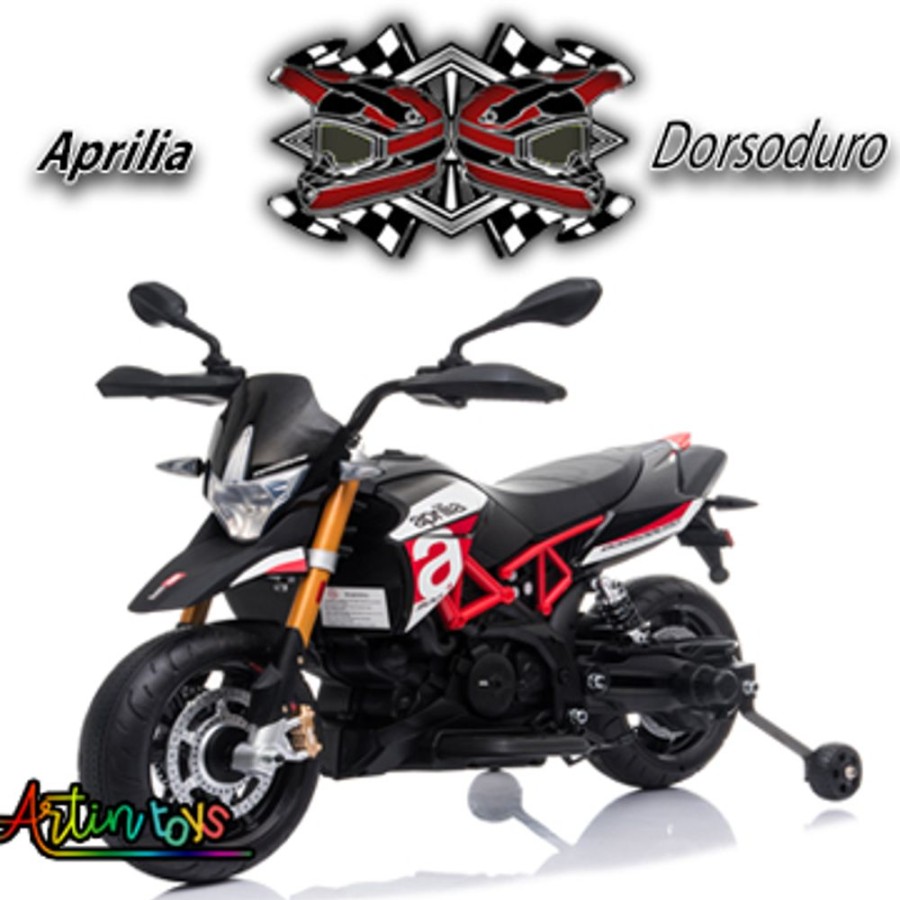 12 V Aprilia Dorsoduro Kids Electric Bike Black | Artin Toys Online