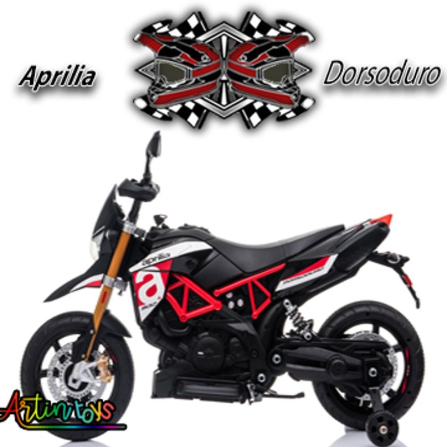 12 V Aprilia Dorsoduro Kids Electric Bike Black | Artin Toys Online