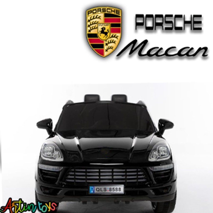 12 V Porsche Macan Kids Ride On Toy Car Black | Artin Toys Clearance