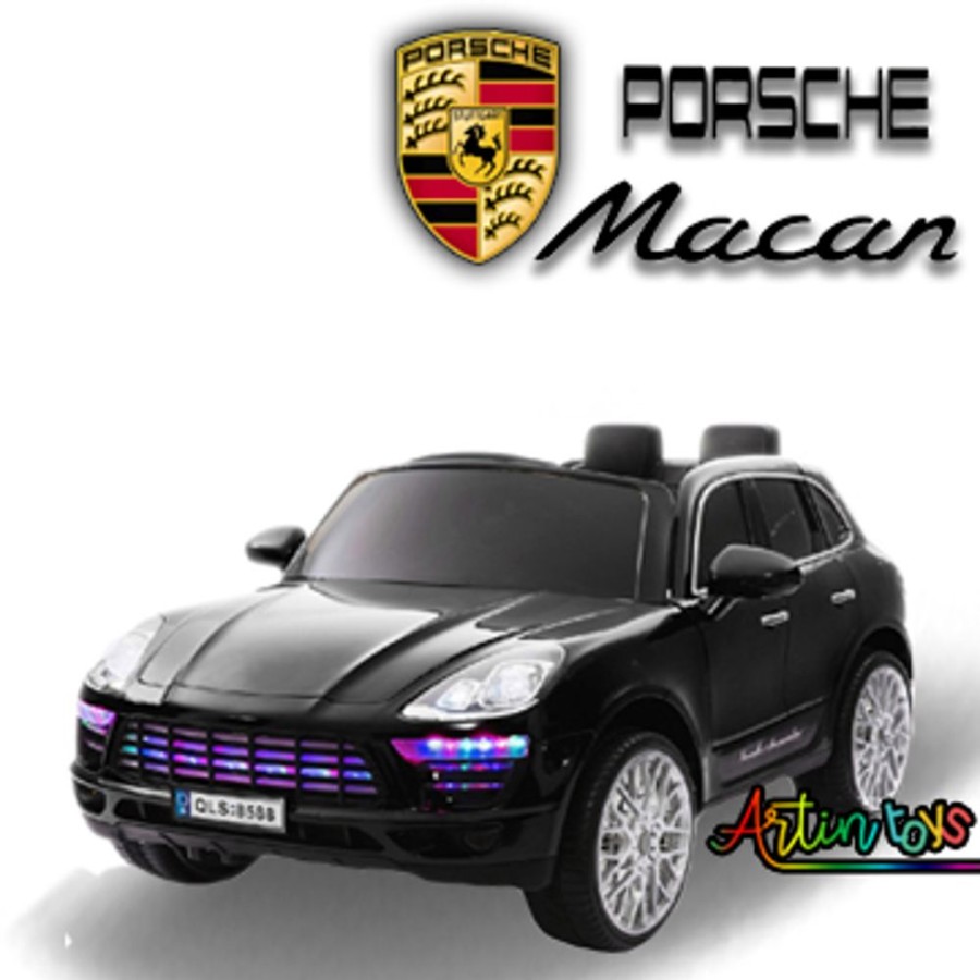 12 V Porsche Macan Kids Ride On Toy Car Black | Artin Toys Clearance