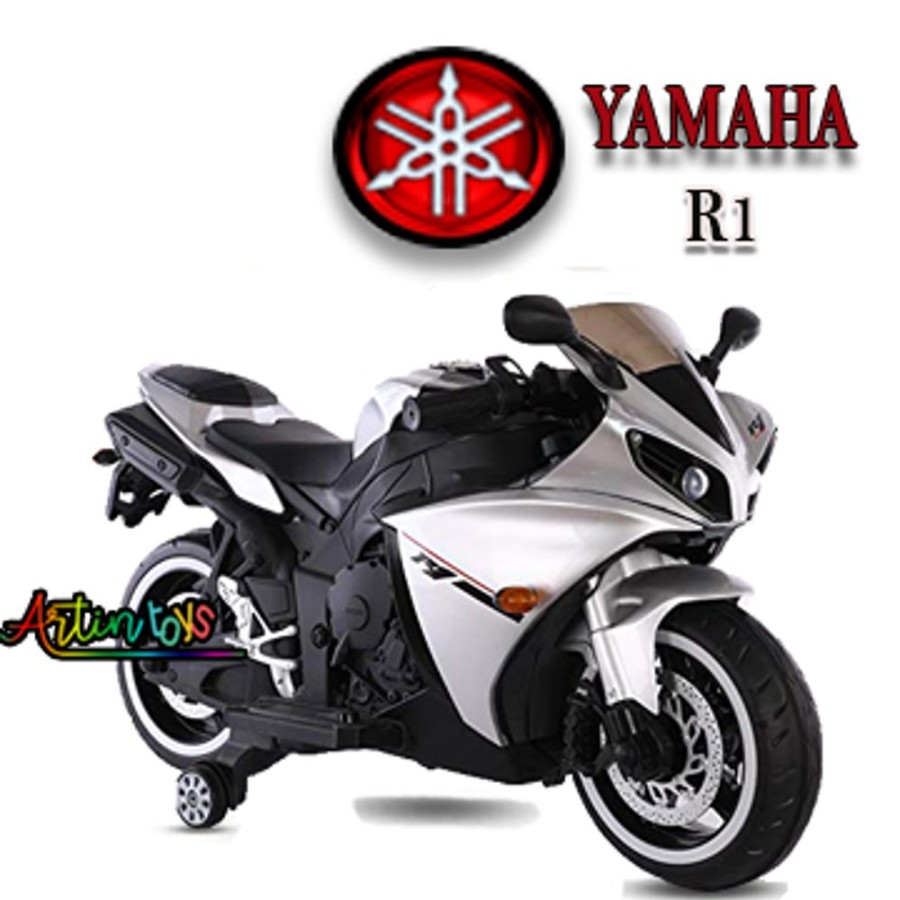 12 V Yamaha R1 Kids Ride On Electric Bike White | Artin Toys Clearance