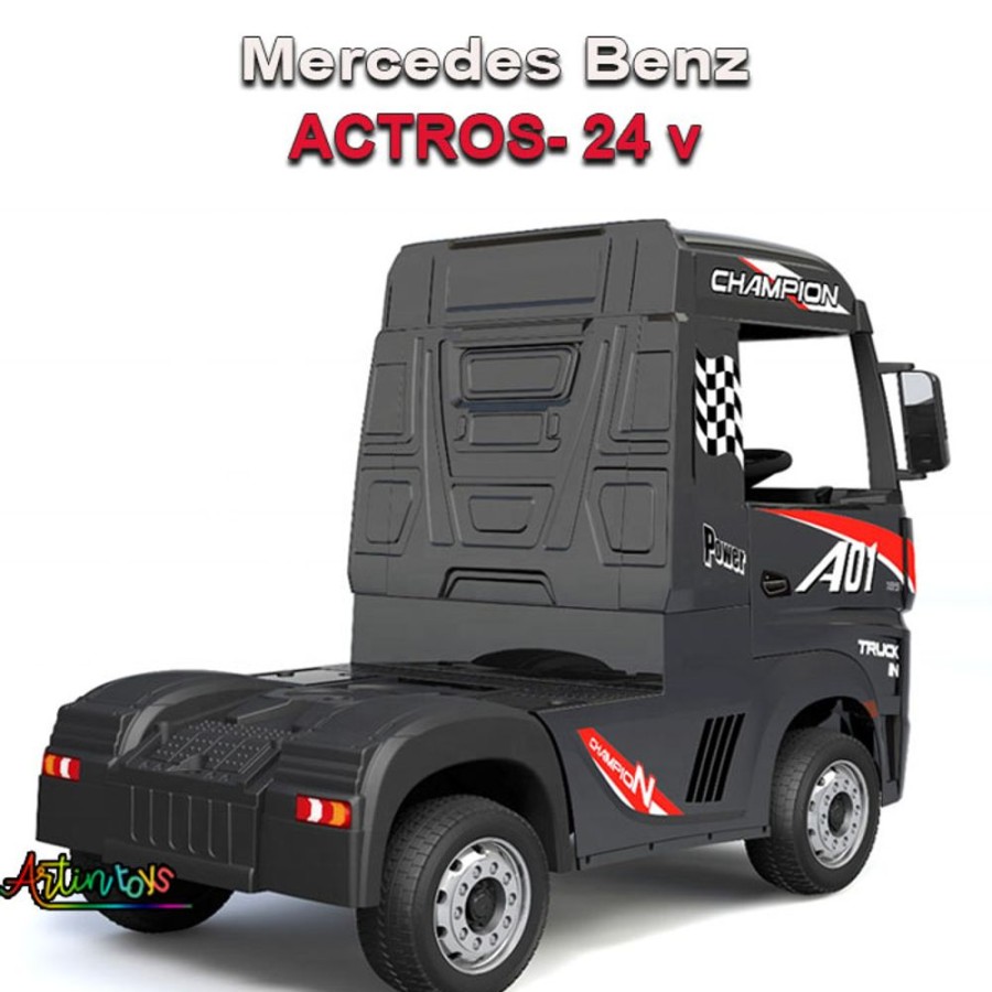 24V 4Wd Licensed Mercedes Actros Kids Truck Black | Artin Toys Wholesale