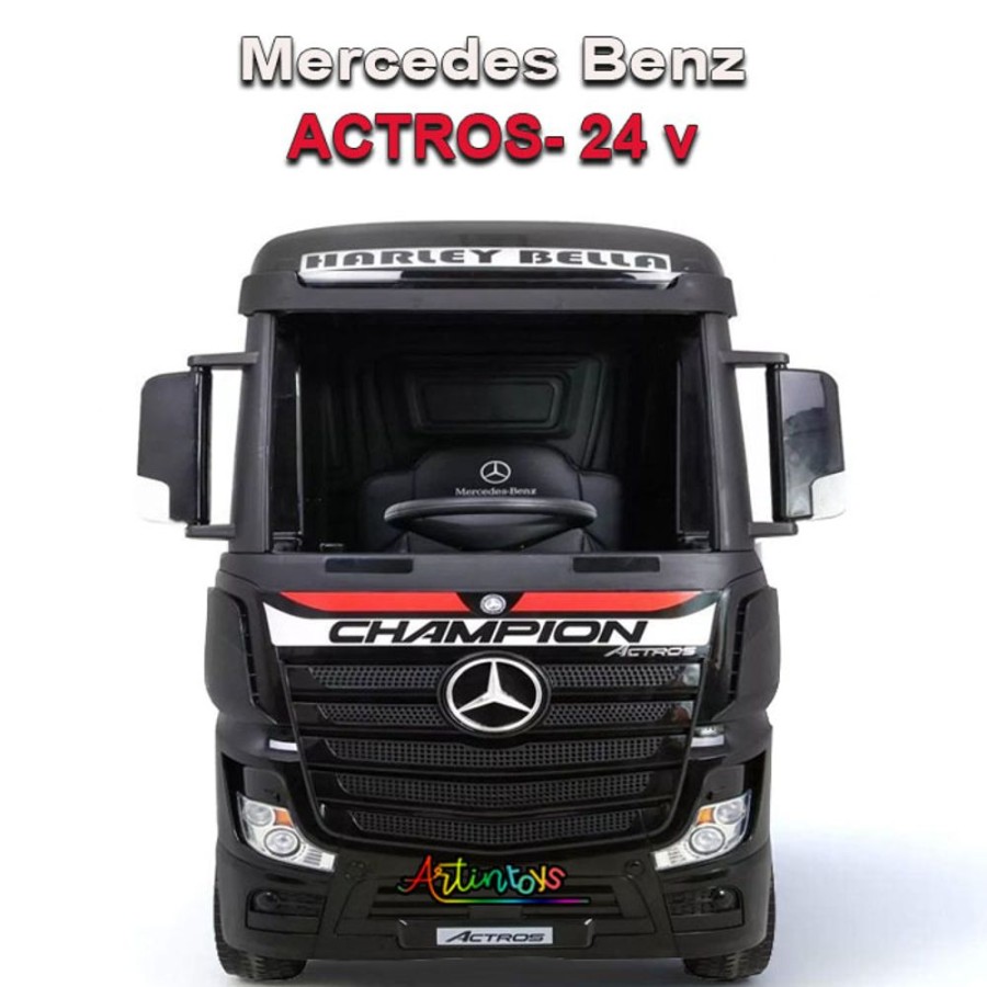 24V 4Wd Licensed Mercedes Actros Kids Truck Black | Artin Toys Wholesale