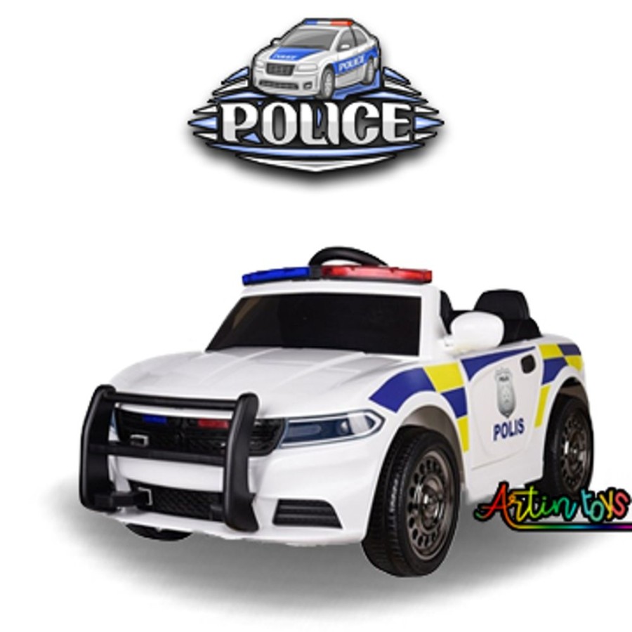 Police Car 12 V Battery Operated Car For Kids White | Artin Toys Clearance