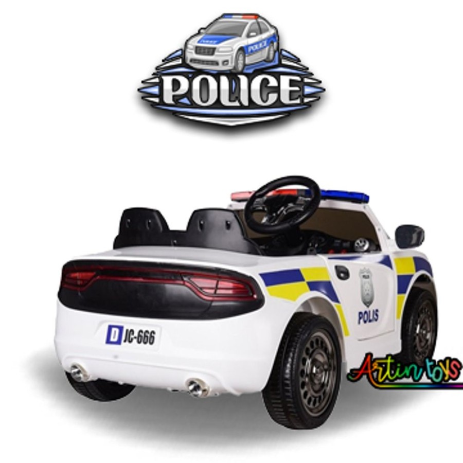 Police Car 12 V Battery Operated Car For Kids White | Artin Toys Clearance