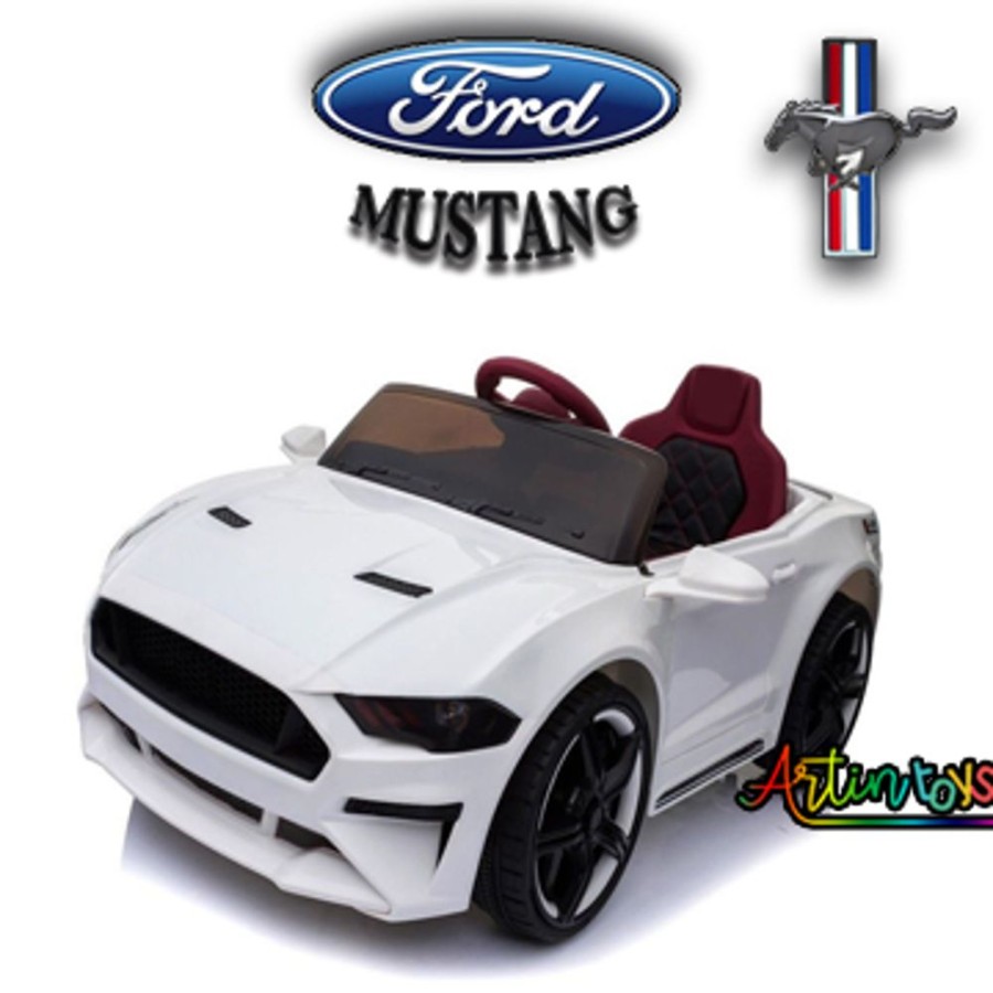 12 V Ford Mustang Gt Kids Electric Battery Car White | Artin Toys Clearance