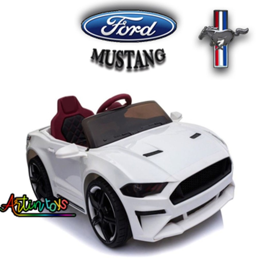 12 V Ford Mustang Gt Kids Electric Battery Car White | Artin Toys Clearance