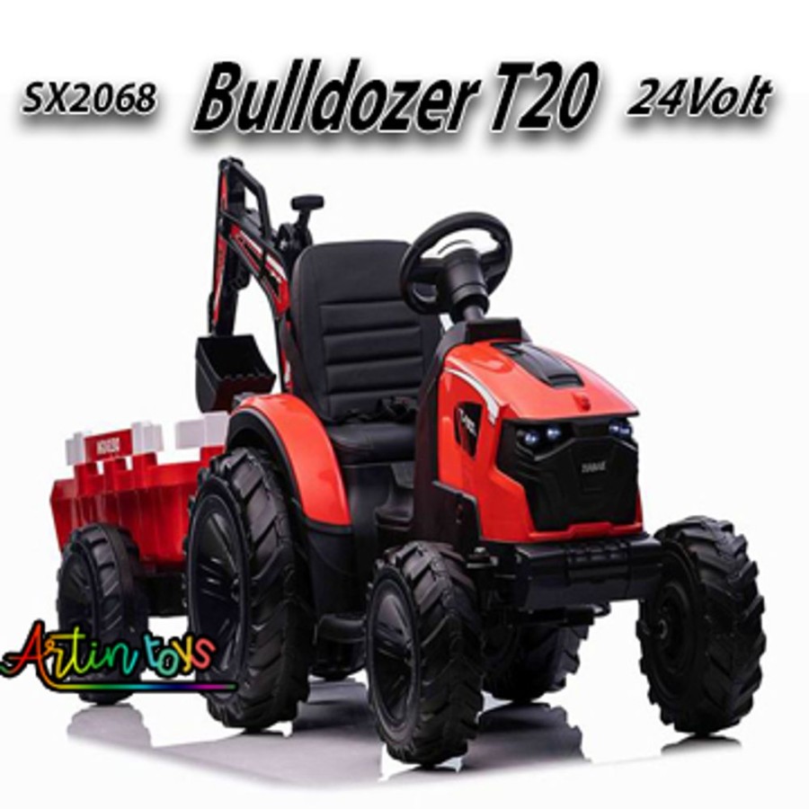 24 V 110 W Bulldozer T20 Kids Electric Car Red | Artin Toys Hot