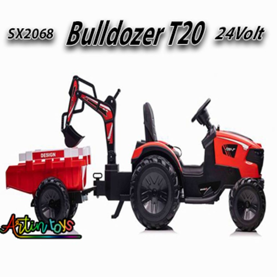 24 V 110 W Bulldozer T20 Kids Electric Car Red | Artin Toys Hot