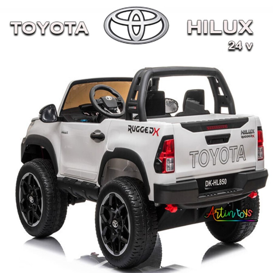 24 V 480 W Toyota Hilux Ride On Car White | Artin Toys Clearance