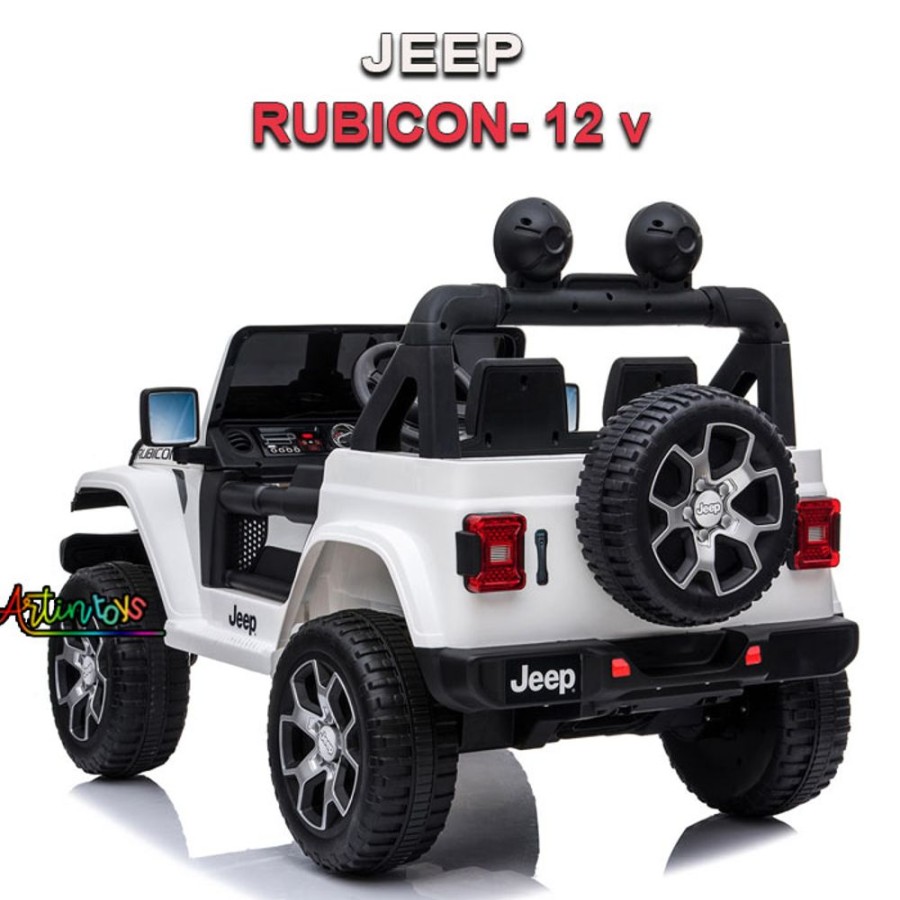 12 V Jeep Rubicon Kids Ride On Car White | Artin Toys Clearance