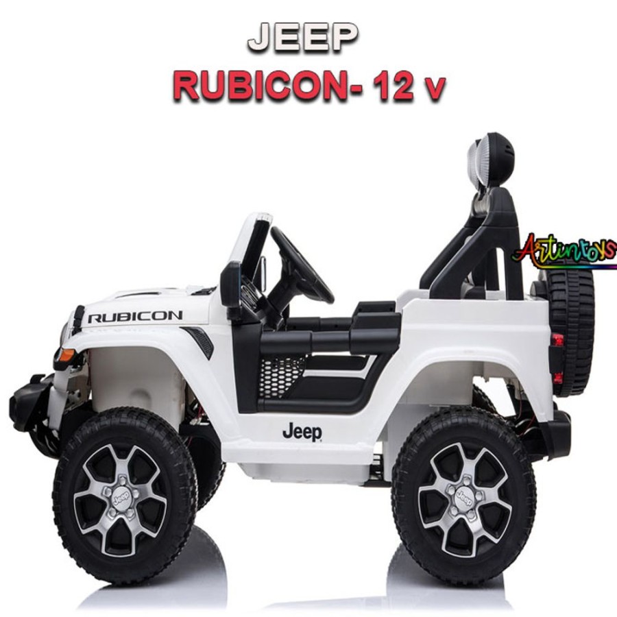 12 V Jeep Rubicon Kids Ride On Car White | Artin Toys Clearance